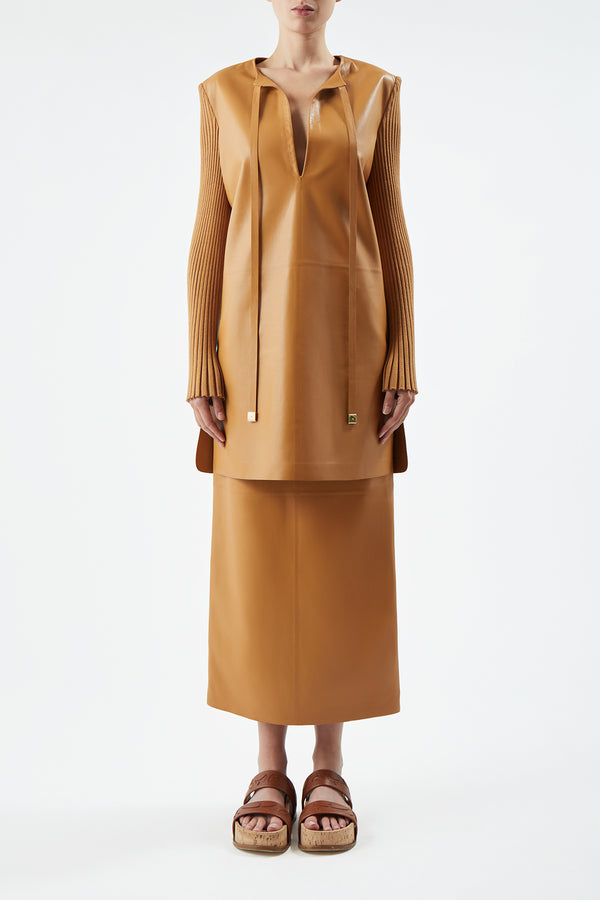 Gabriela Hearst Beko Dress In Cashew Nappa Leather