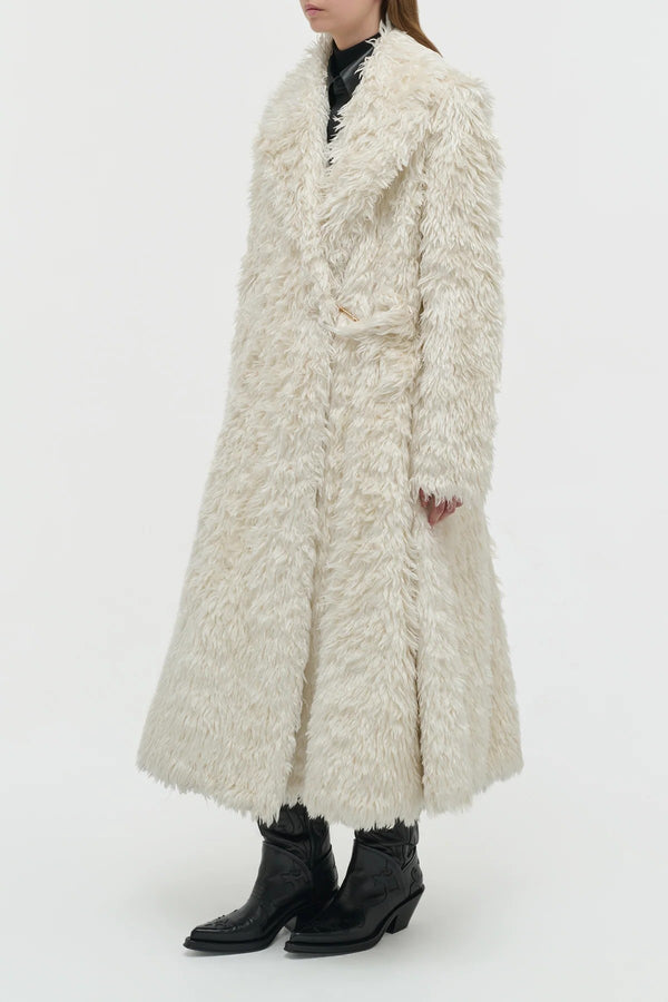 Gabriela Hearst Cantwell Coat In Ivory Silk Fur