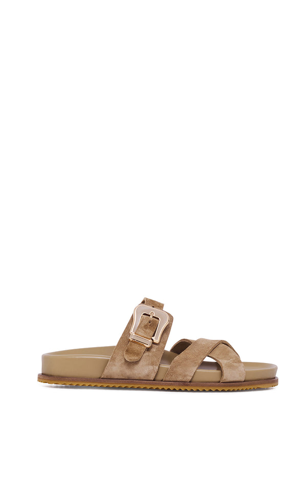 gabriela hearst Circe Slide Sandal in Sand Suede