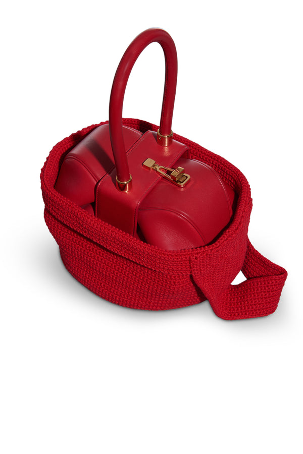 Gabriela Hearst Crossover Knit Bag In Red Cashmere