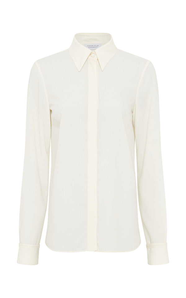 gabriela hearst Cruz Shirt in Ivory Cashmere