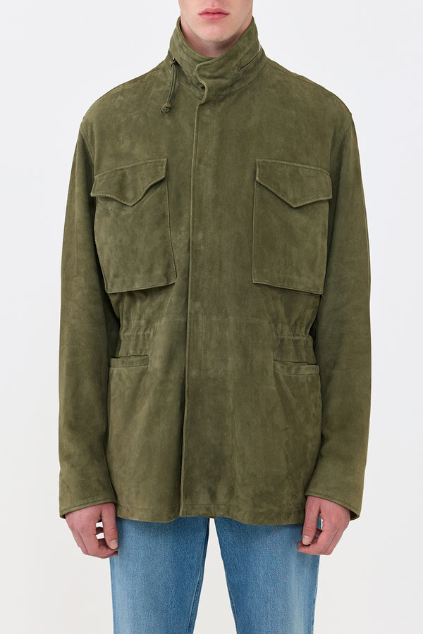 Gabriela Hearst Darwin M64 Jacket In Olive Suede