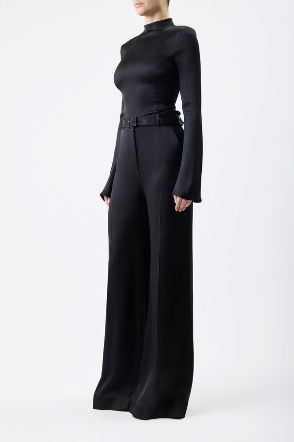Gabriela Hearst Delwyn Top In Black Silk Satin