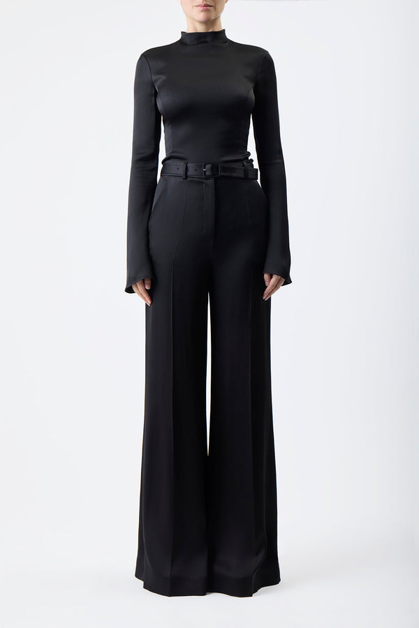 gabriela hearst Delwyn Top in Black Silk Satin
