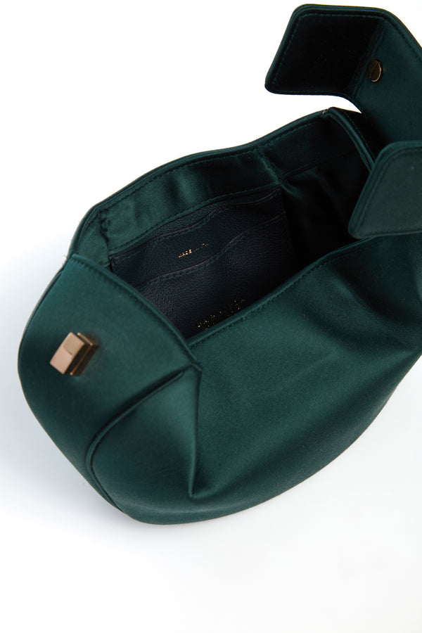 Gabriela Hearst Demi Bag In Emerald Satin