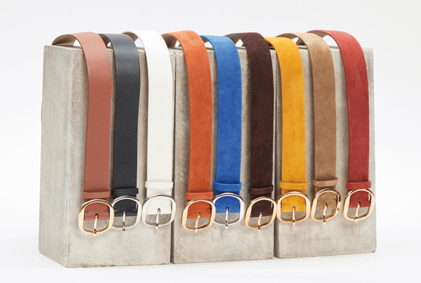 Gabriela Hearst Elster Buckle Belt In Cobalt Suede