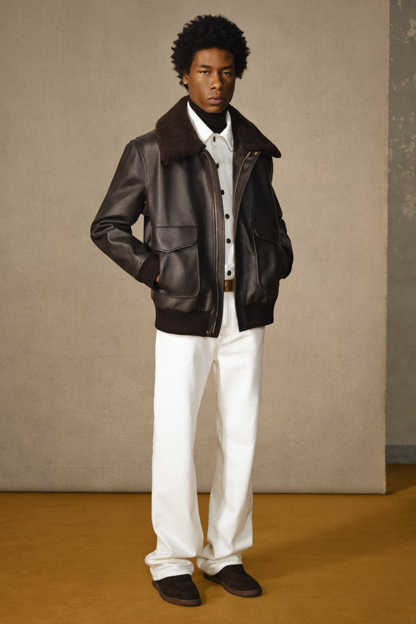Gabriela Hearst Grant Jacket In Chocolate Leather