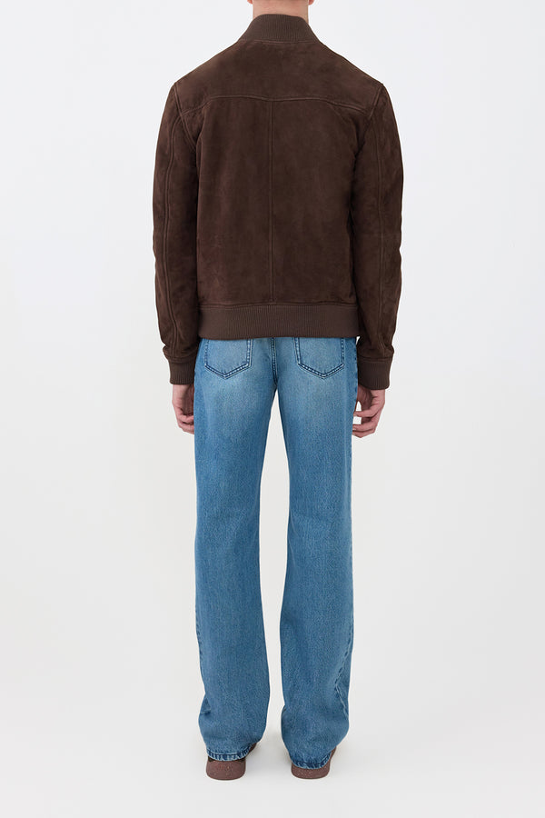 Gabriela Hearst Greg Bomber In Chocolate Suede