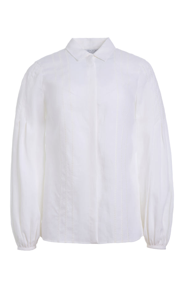 gabriela hearst Inga Blouse in White Aloe linen