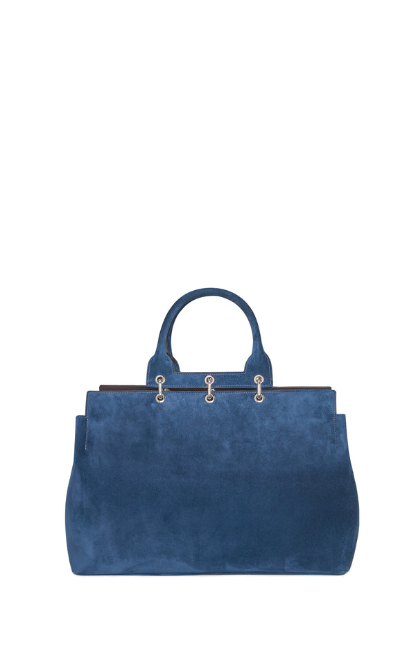 gabriela hearst Large Amethyst Bag in Navy Suede