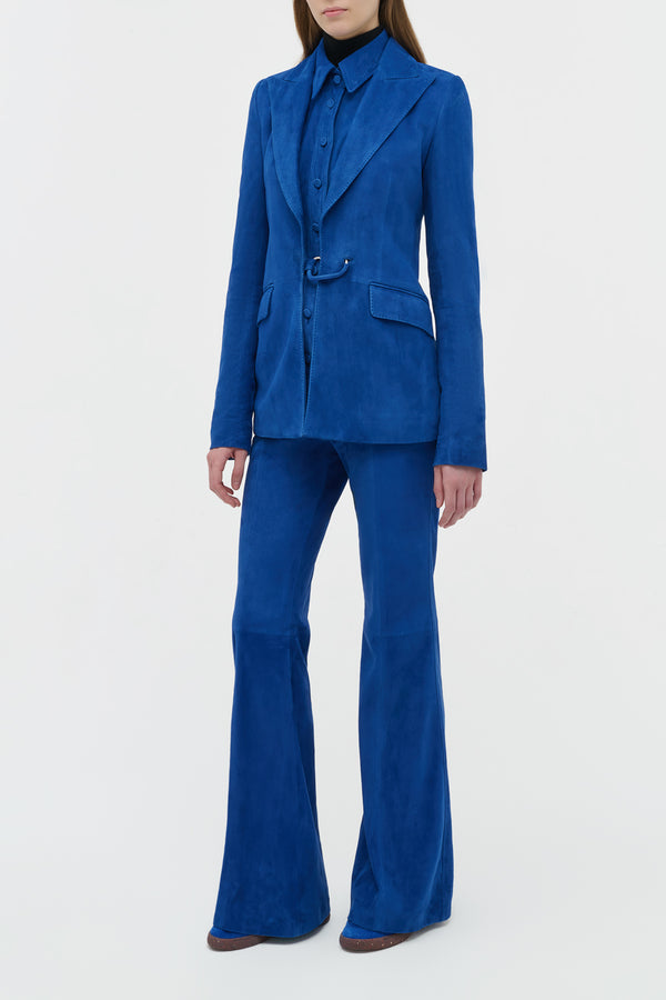 Gabriela Hearst Leiva Blazer In Cobalt Suede