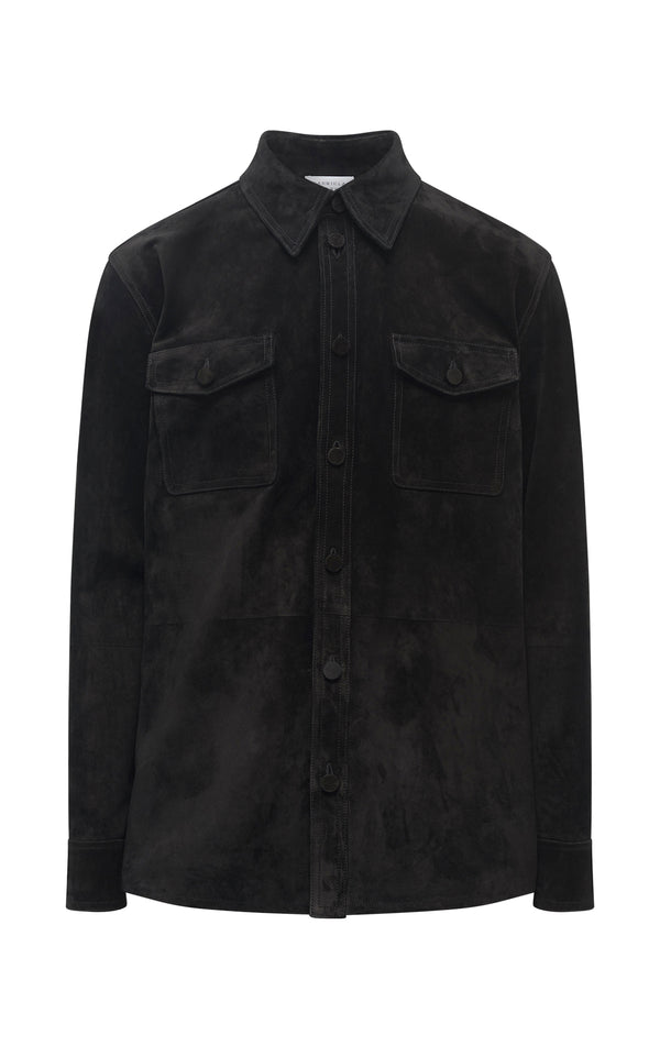 gabriela hearst Lucas Overshirt in Black Suede