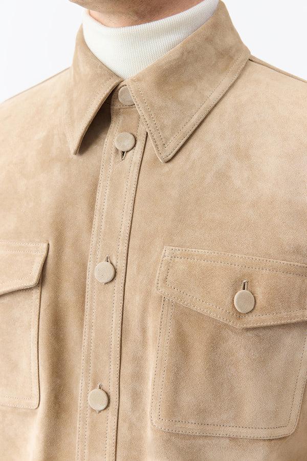 Gabriela Hearst Lucas Overshirt In Camel Suede