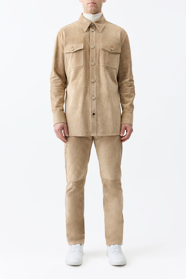 Gabriela Hearst Lucas Overshirt In Camel Suede