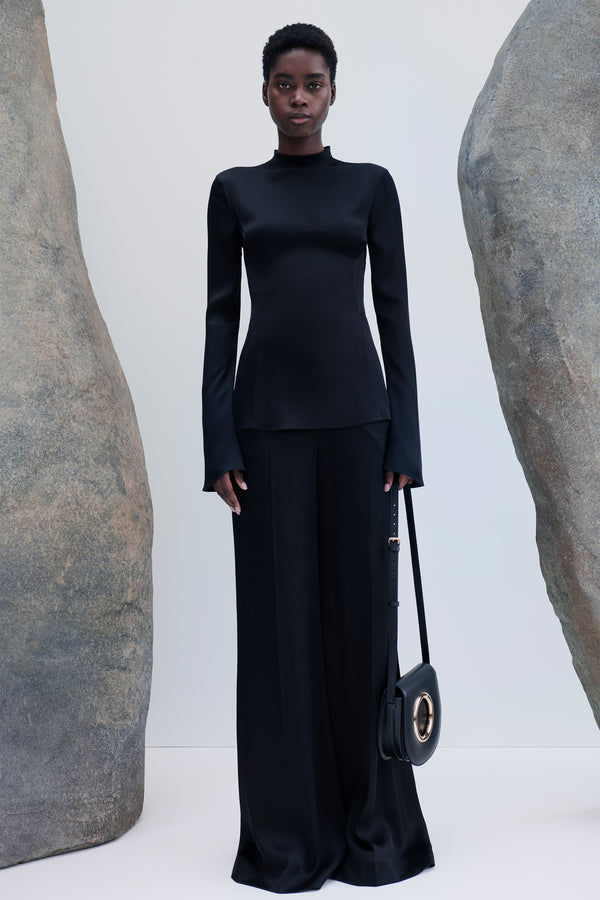 Gabriela Hearst Mabon Pant In Black Silk Satin