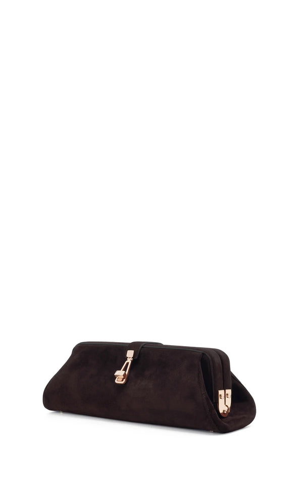 Gabriela Hearst Paola Clutch In Dark Brown Suede