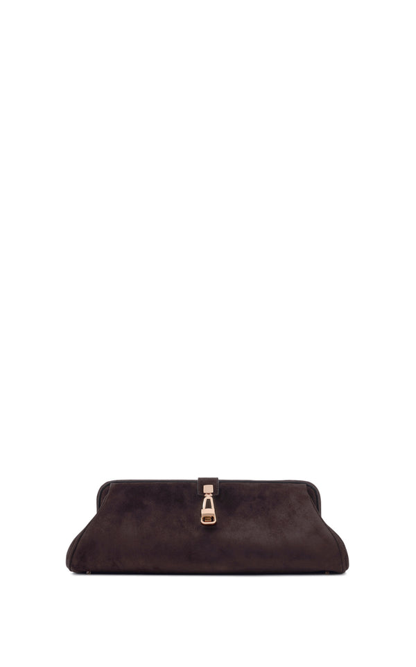 gabriela hearst Paola Clutch in Dark Brown Suede