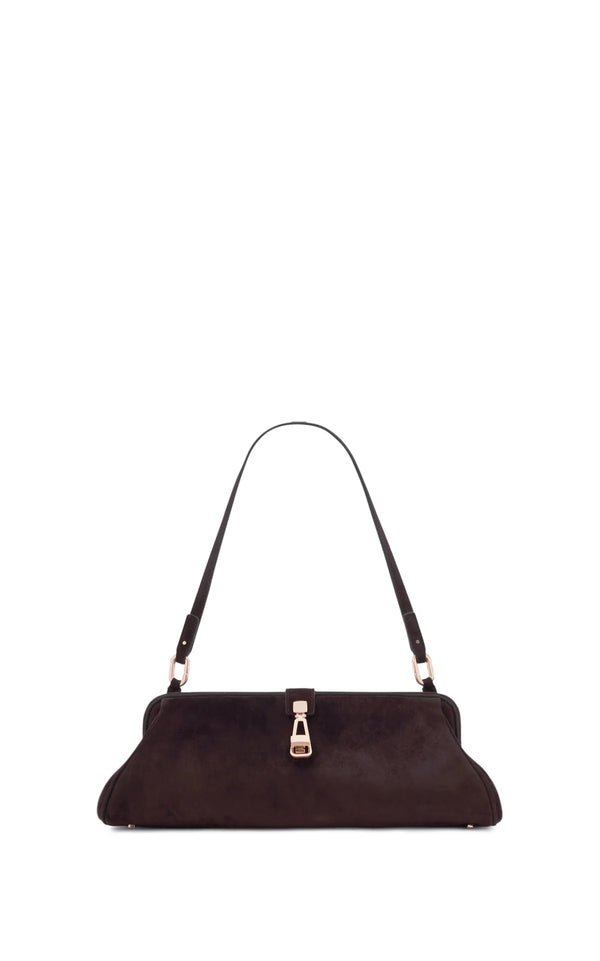 Gabriela Hearst Paola Clutch In Dark Brown Suede