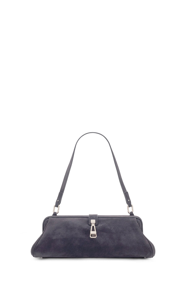 Gabriela Hearst Paola Clutch In Dark Grey Suede