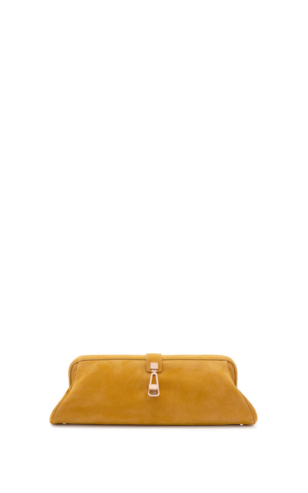 gabriela hearst Paola Clutch in Golden Birch Suede