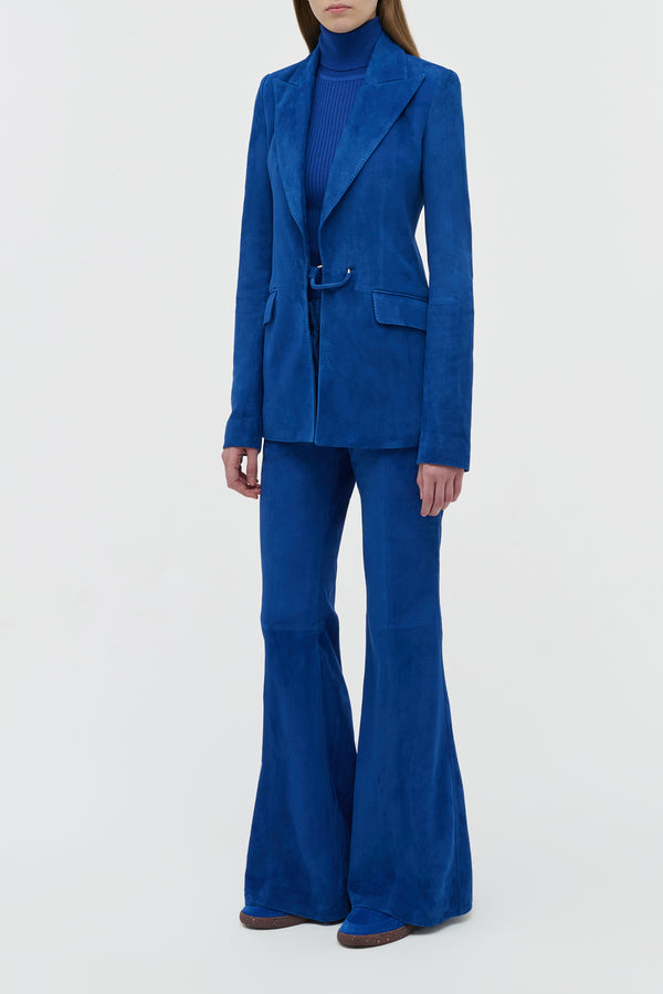 Gabriela Hearst Rhein Flare Pant In Cobalt Suede