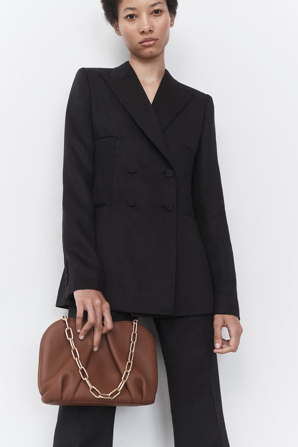 Gabriela Hearst Rhein Pant In Black Textured Linen