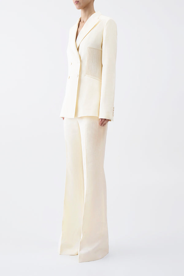 Gabriela Hearst Rhein Pant In Ivory Textured Linen