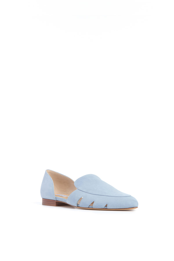 Gabriela Hearst Rory Flat Shoe In Stone Blue Suede