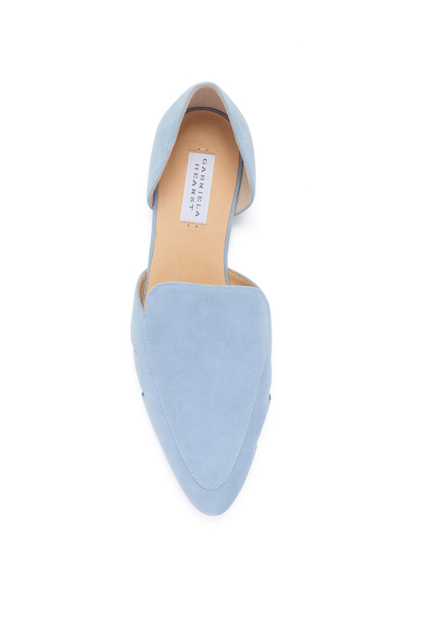 Gabriela Hearst Rory Flat Shoe In Stone Blue Suede