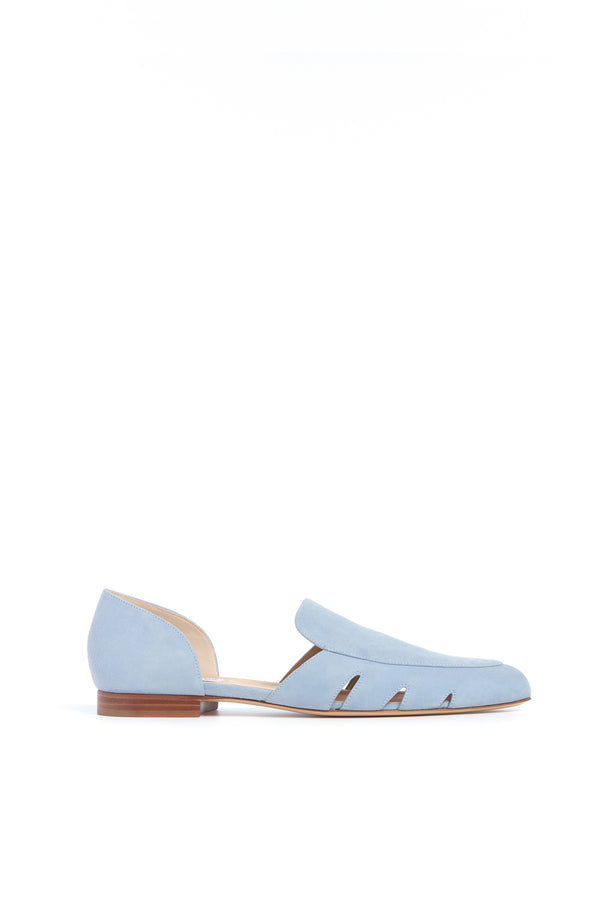 gabriela hearst Rory Flat Shoe in Stone Blue Suede