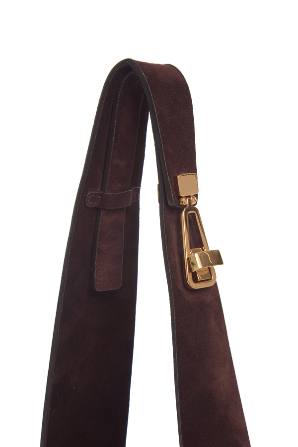 Gabriela Hearst Small Hobo Bag In Dark Brown Suede