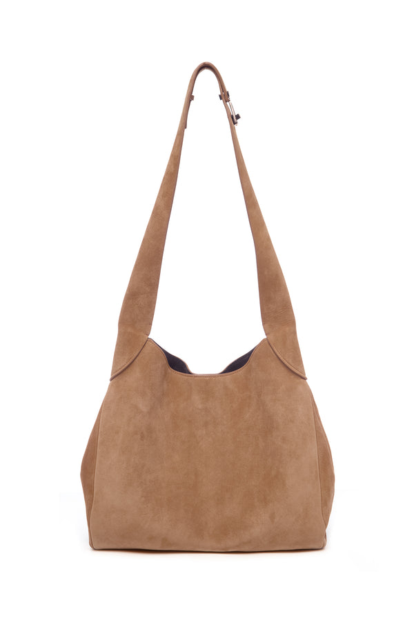 gabriela hearst Small Hobo Bag in Dark Sand Suede