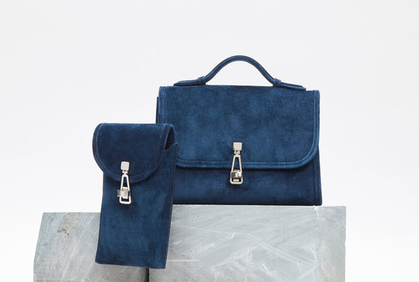 Gabriela Hearst Sunglasses Pouch In Navy Suede