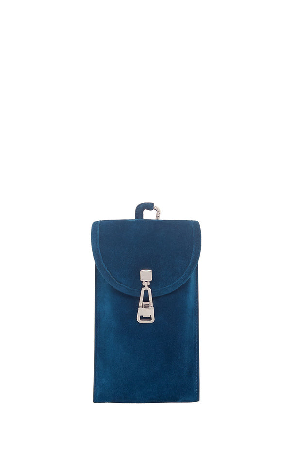 gabriela hearst Sunglasses Pouch in Navy Suede