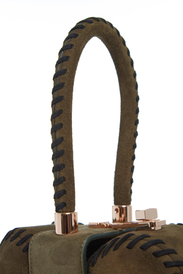 Gabriela Hearst Whipstitch Demi Bag In Olive Suede