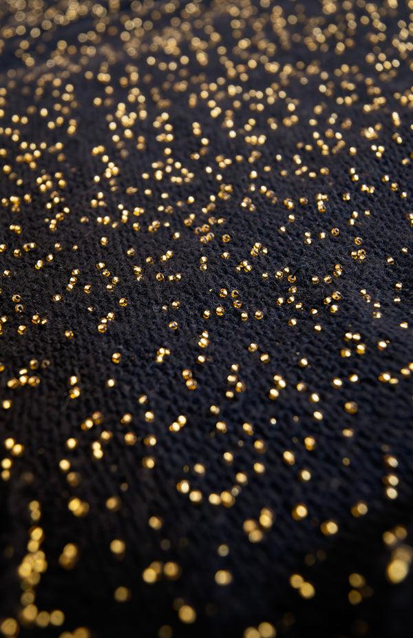 Gabriela Hearst Galene Knit Sweater In Black & Gold Beaded Cashmere