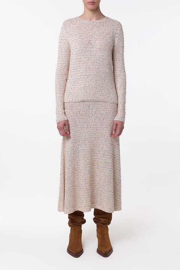 Gabriela Hearst Galene Knit Sweater In Ivory Multi Beaded Cashmere