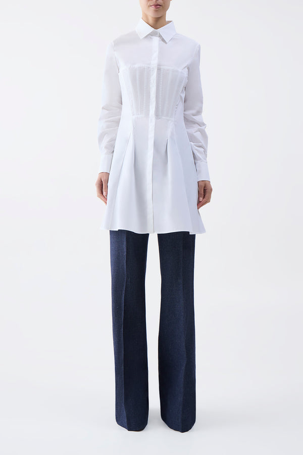 Gabriela Hearst Garcia Top In White Sea Island Cotton Poplin