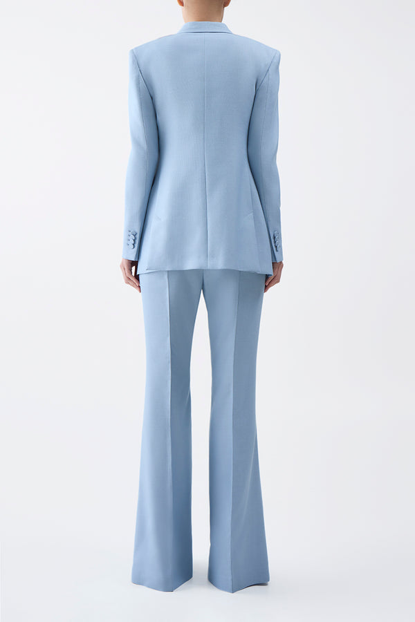 Gabriela Hearst Gavin Blazer In Stone Blue SIlk Virgin Wool