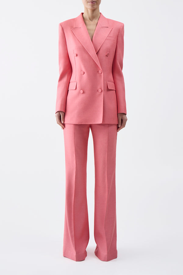 Gabriela Hearst Gavin Blazer In Watermelon Silk Virgin Wool