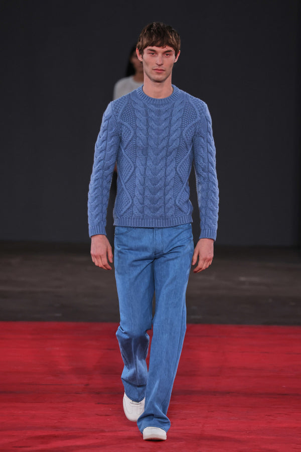 Gabriela Hearst Geoffrey Knit Sweater In Light Blue Denim Cashmere