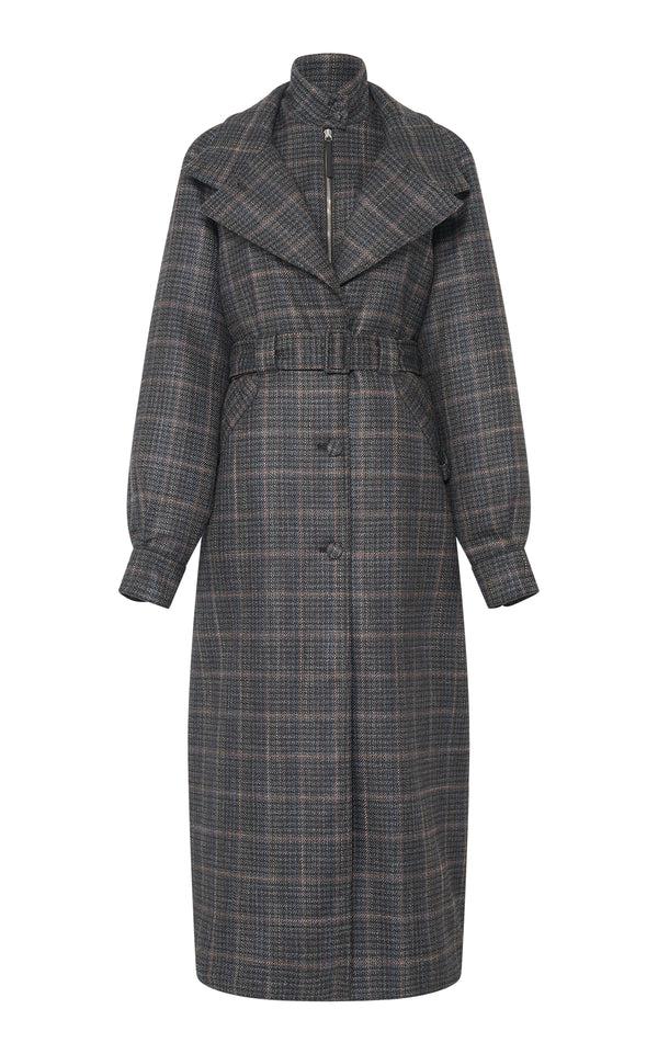 gabriela hearst Golding Coat in Charcoal Multi Wool Silk Clubcheck Plaid gabriela hearst Golding Coat in Charcoal Multi Wool Silk Clubcheck Plaid