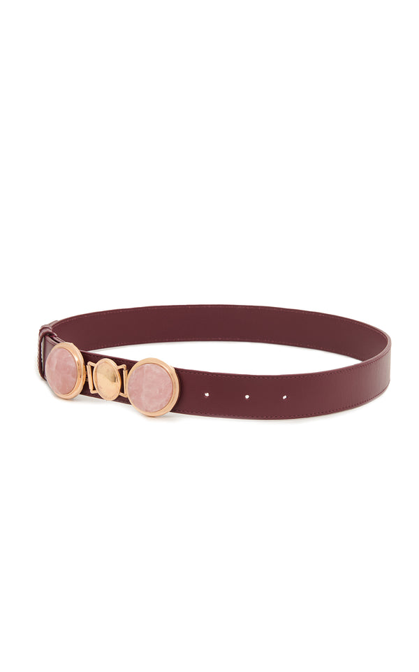 Gabriela Hearst Grange Stone Belt In Bordeaux Leather