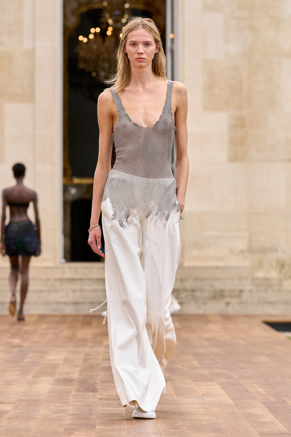 Gabriela Hearst Gwendolin Chainmail Tank Top In Silver Steel
