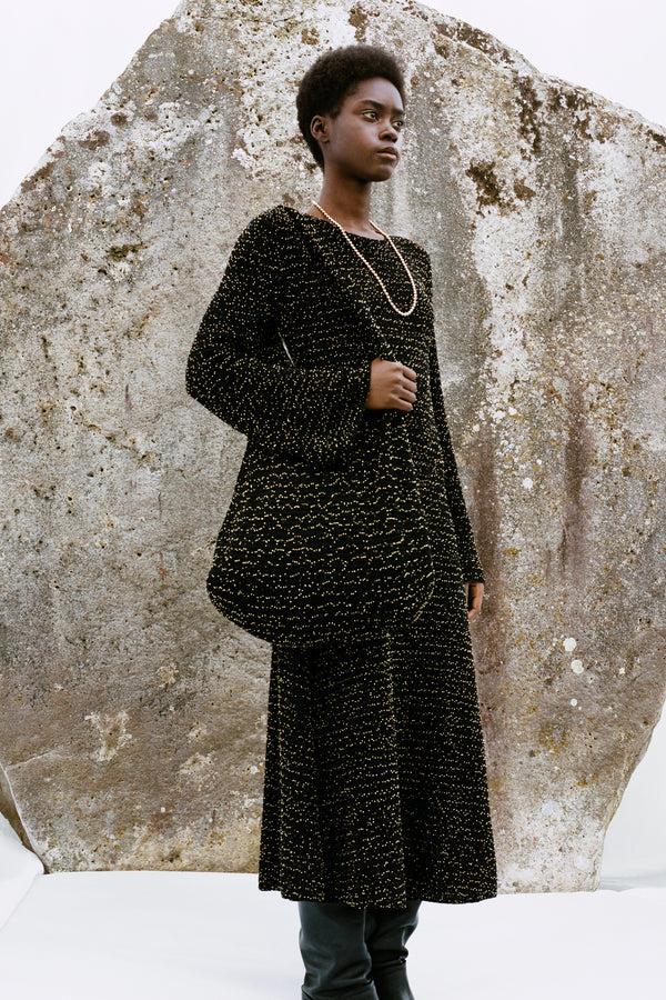Gabriela Hearst Hedone Knit Hobo Bag In Black & Gold Beaded Cashmere