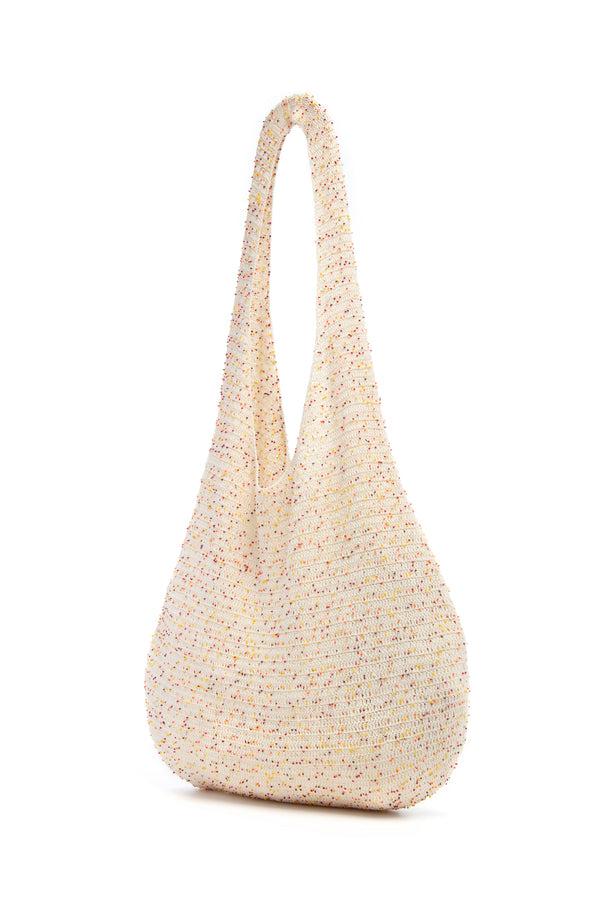 Gabriela Hearst Hedone Knit Hobo Bag In Ivory Multi Beaded Cashmere