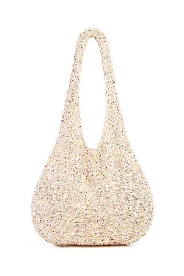 gabriela hearst Hedone Knit Hobo Bag in Ivory Multi Beaded Cashmere