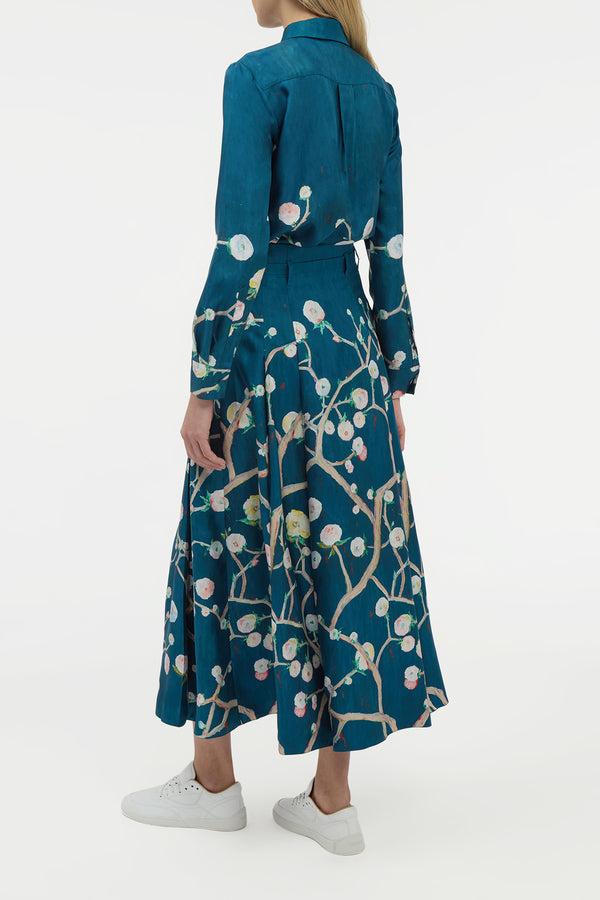 Gabriela Hearst Henri Blouse In Blue Multi Printed Silk Twill