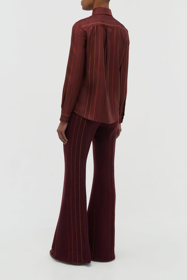 Gabriela Hearst Henri Blouse In Burnt Sienna Multi Pinstripe Silk Twill