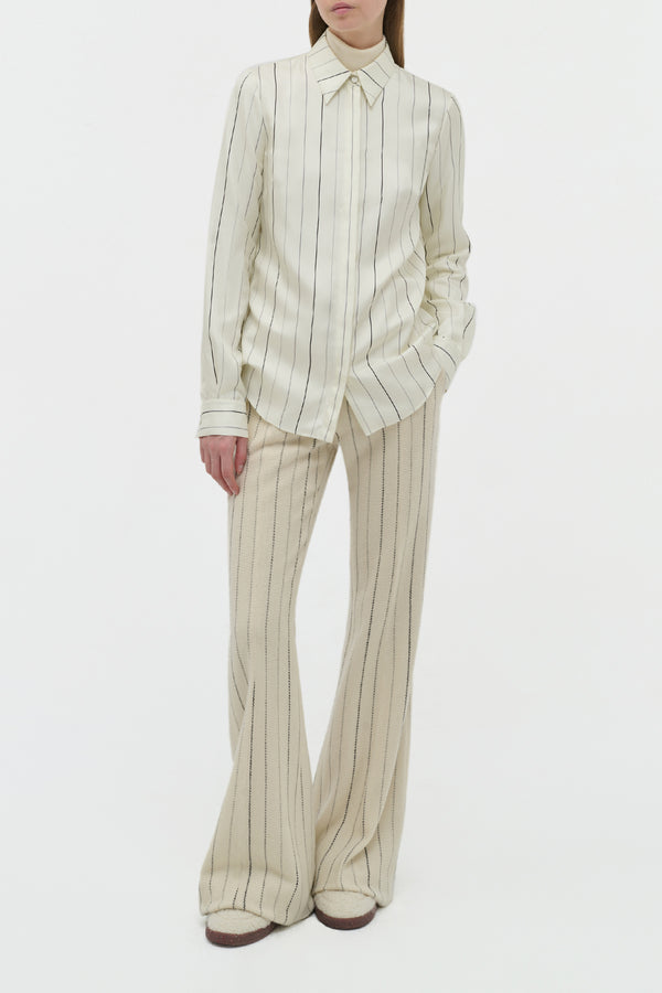 Gabriela Hearst Henri Blouse In Ivory Multi Pinstripe Silk Twill